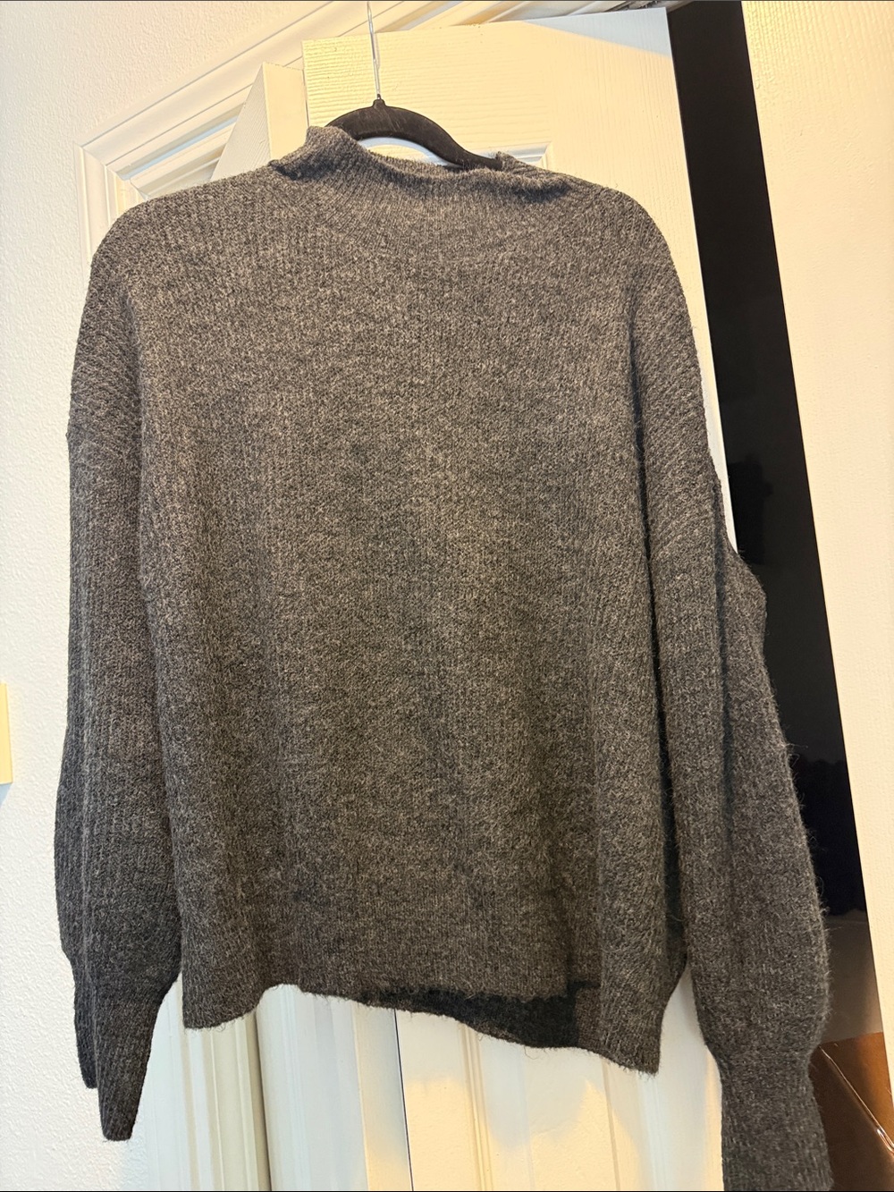 Olivaceous Dark Heather Gray Open-Back Knit Sweater with open cut out back